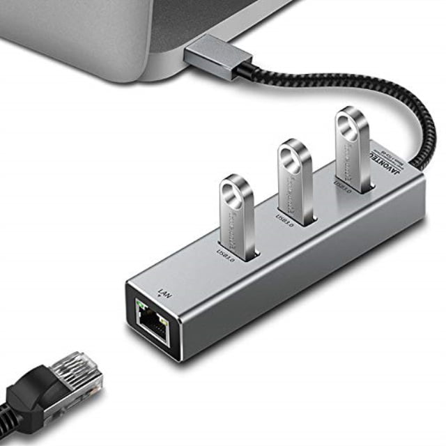 3-Port USB 2.0 Hub to LAN 100Mbps Ethernet RJ45 Network Adapter for Laptop PC 