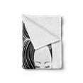 thumbnail image 2 of Hair Salon Soft Flannel Fleece Throw Blanket, Minimalist Hand-drawn Lady with Curly Hair and Long Eyelashes, Cozy Plush for Indoor and Outdoor Use, 60" x 80", Dark Coral Black, by Ambesonne, 2 of 5