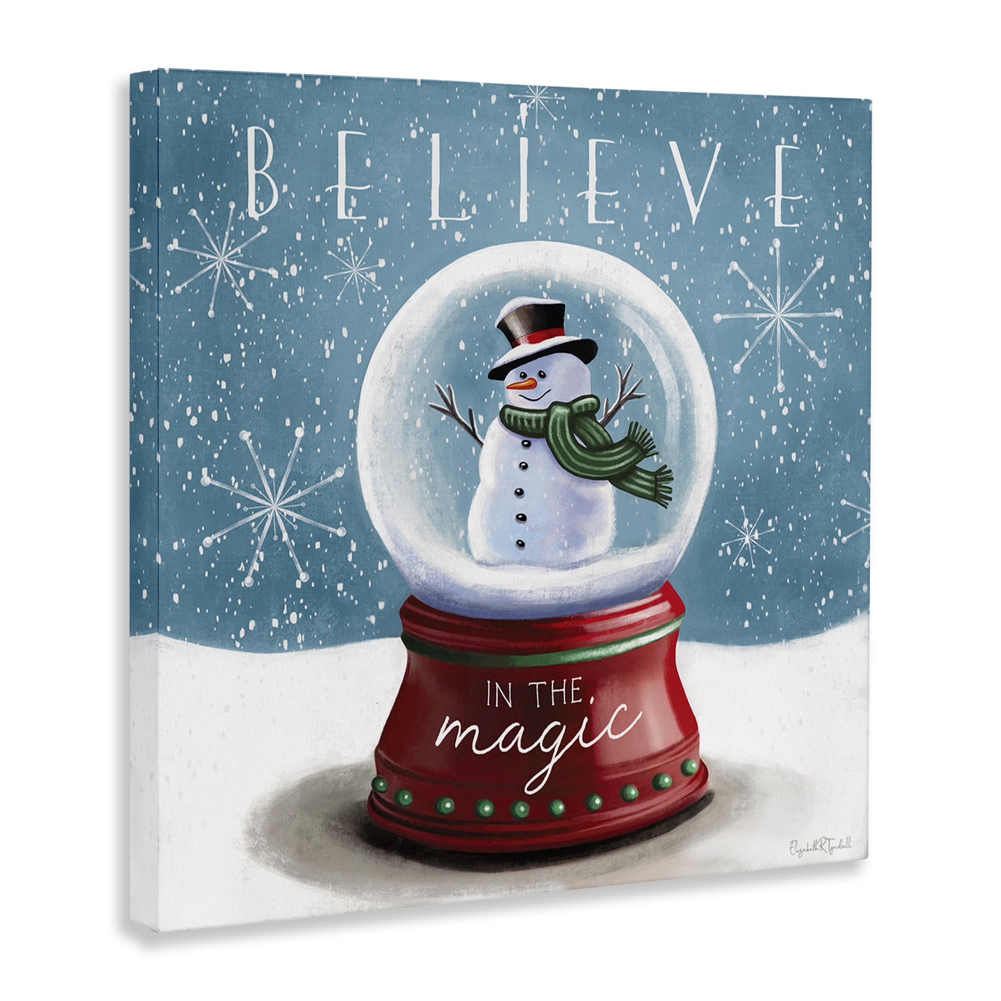 Stupell Industries Believe In Magic Snowglobe Holiday Painting Gallery Wrapped Canvas Art Prints Wall Art, 24 x 24