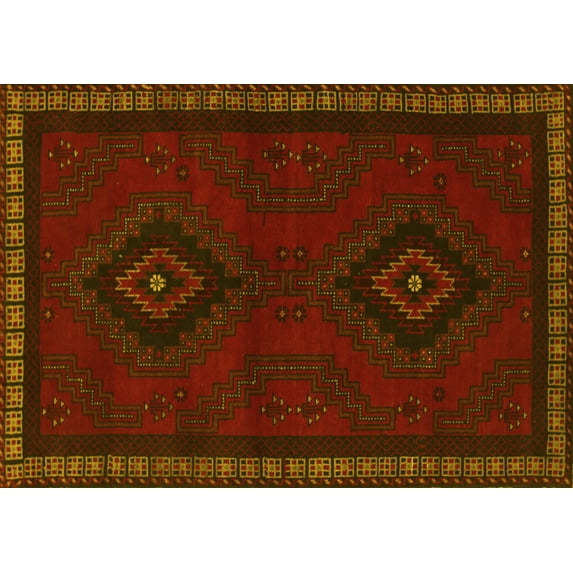 Ahgly Company Indoor Rectangle Persian Yellow Traditional Area Rugs, 7' x 9'