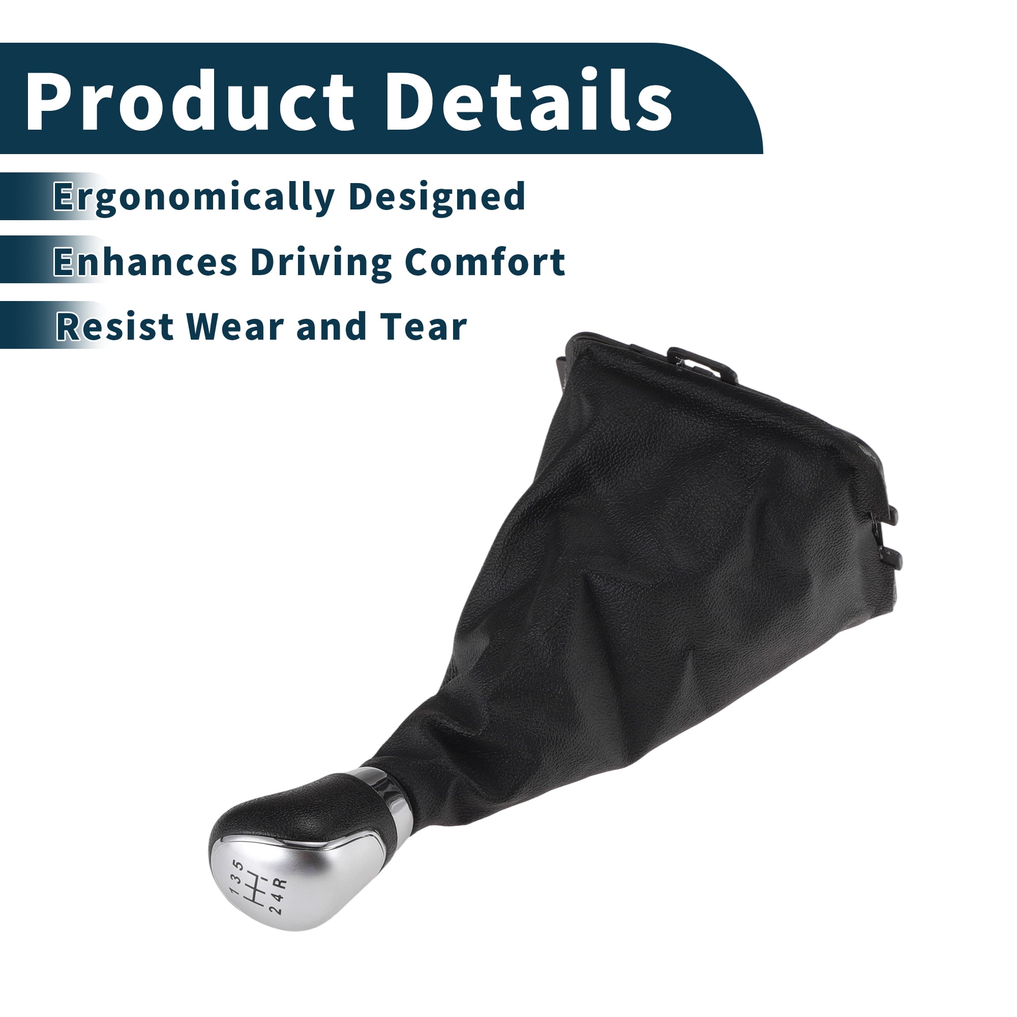 Unique Bargains Manual Gear Shift Knob Handle for Ford Fiesta MK5 2008 No.8A6R7H409MA/1556845 Shift Gear Lever Knob Gearstick Gaiter Boot Cover Plastic Leather