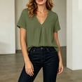 thumbnail image 5 of cfhntfmh Spring Tops for Women Casual V Neck Cotton Blend Shirts Short Sleeve Loose Fit Lightweight Blouse Tunics, 5 of 7