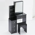 thumbnail image 4 of Small Size Left Bedside Cabinet Vanity Table + Cushioned Stool, 4 of 12