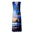 thumbnail image 4 of Robes d'Été pour Femmes Colorées, Fluides, Décontractées, Sans Manches, Robes Maxi, Tenue de Plage Hawaïenne avec Encolure en V, 4 of 5