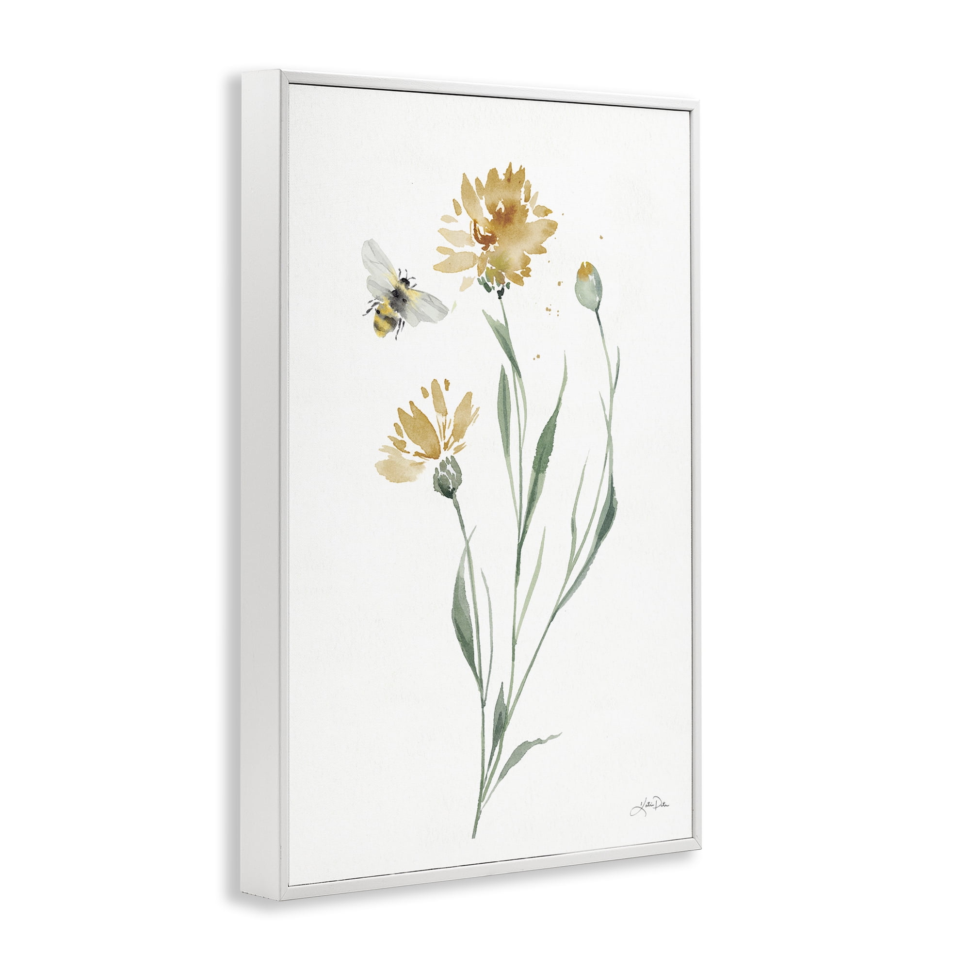 Stupell Industries Wild Honeybloom Flowers Botanical & Floral Painting White Framed Art Print Wall Art, 20 x 30