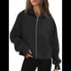 thumbnail image 3 of Sudaderas con Capucha y Cremallera para Mujer, Chaquetas de Forro , Sudaderas de Gran Tamaño, Conjuntos de Moda de Otoño, Suéteres, Ropa de Invierno. Negro L, 3 of 8