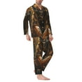 thumbnail image 2 of Naloa Tiger In The Fallen Leaf Forest Men’s Pajamas Set - Long Sleeve Button Down Sleep Shirt and Pajama Bottoms Sleepwear Set-Large, 2 of 7