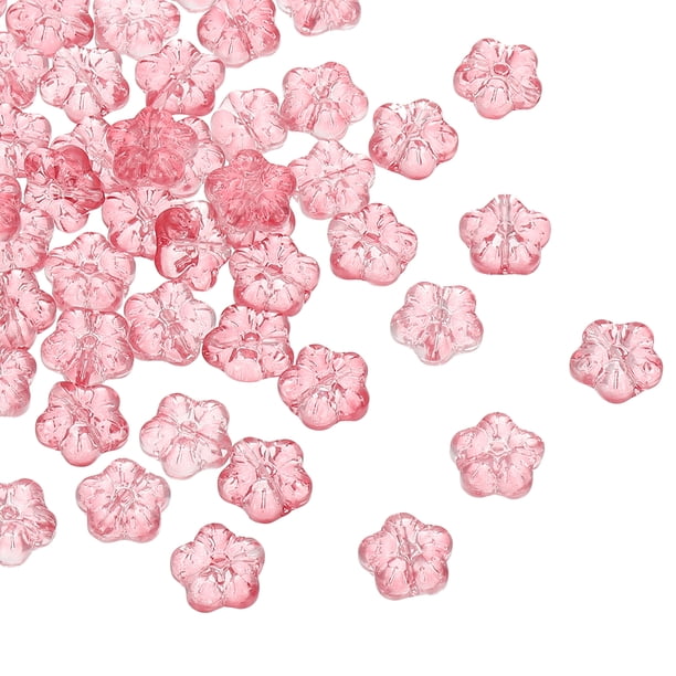 Perlas de Flor de Vidrio Transparente Uxcell, Perlas de Hibisco Rosa
