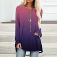thumbnail image 5 of jtjvou Long Sleeve Tunic Tops for Women to Wear with Leggings Crew Neck Tie Dye Print Blouses Casual Dressy Loose T Shirt,Purple,M, 5 of 7