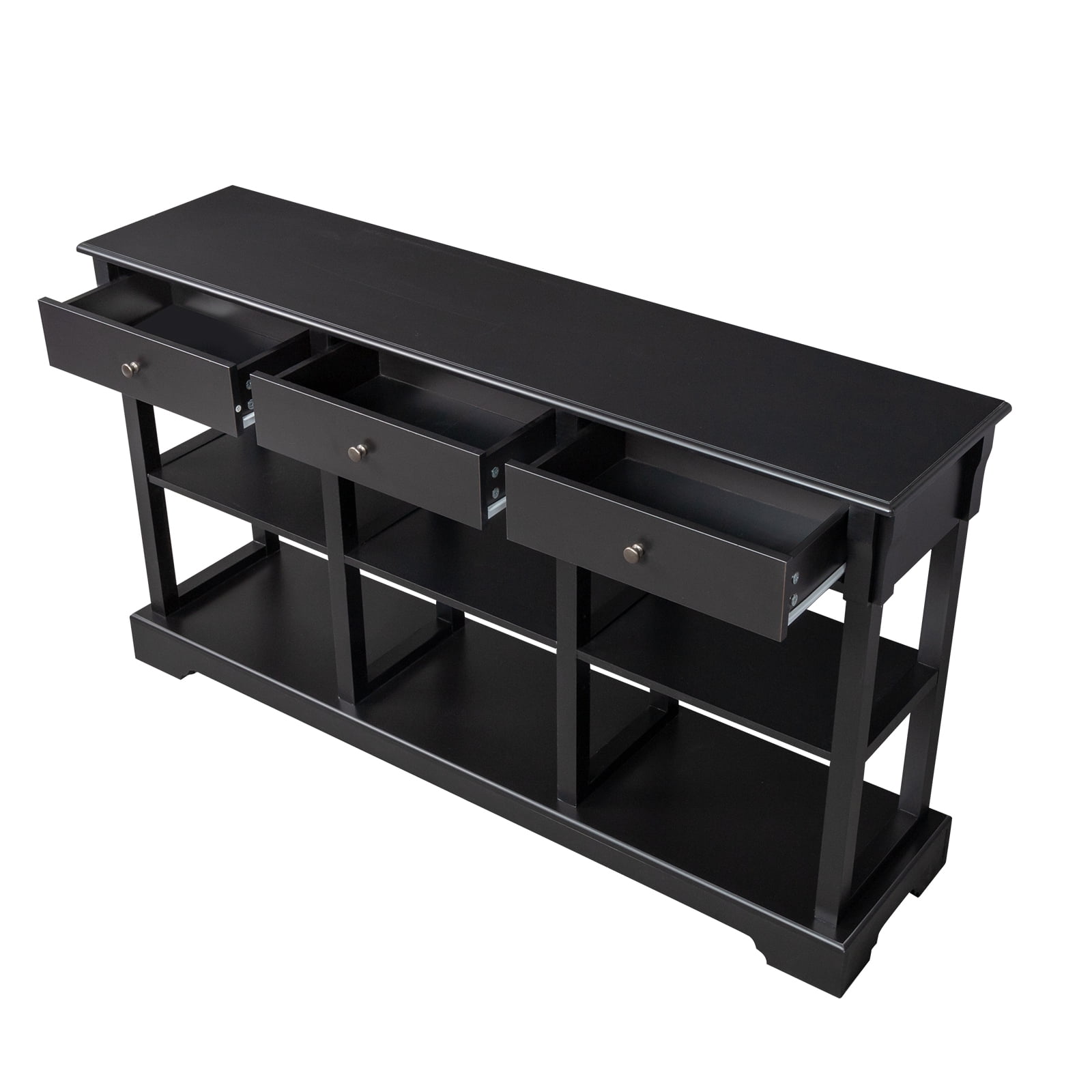 Ktaxon Modern Console Table with 3 Drawers and 3 Storage Shelves, 58" Sofa Table Narrow Long Entryway Table for Living Room