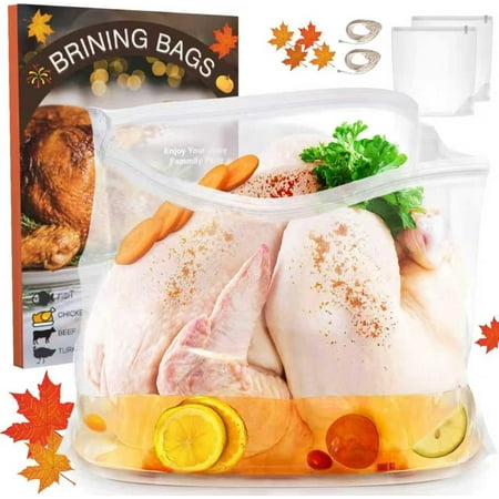 CozyNestFinds Turkey Brine Bags,22" x26", 2 Pack,Bring Bag For Turkeys Can Holds Up 35lb, Brine Bag For Turkey With 2 Removable Zipper Assist Clips And Cotton Strings, Thickened Turkeys Marinade bags