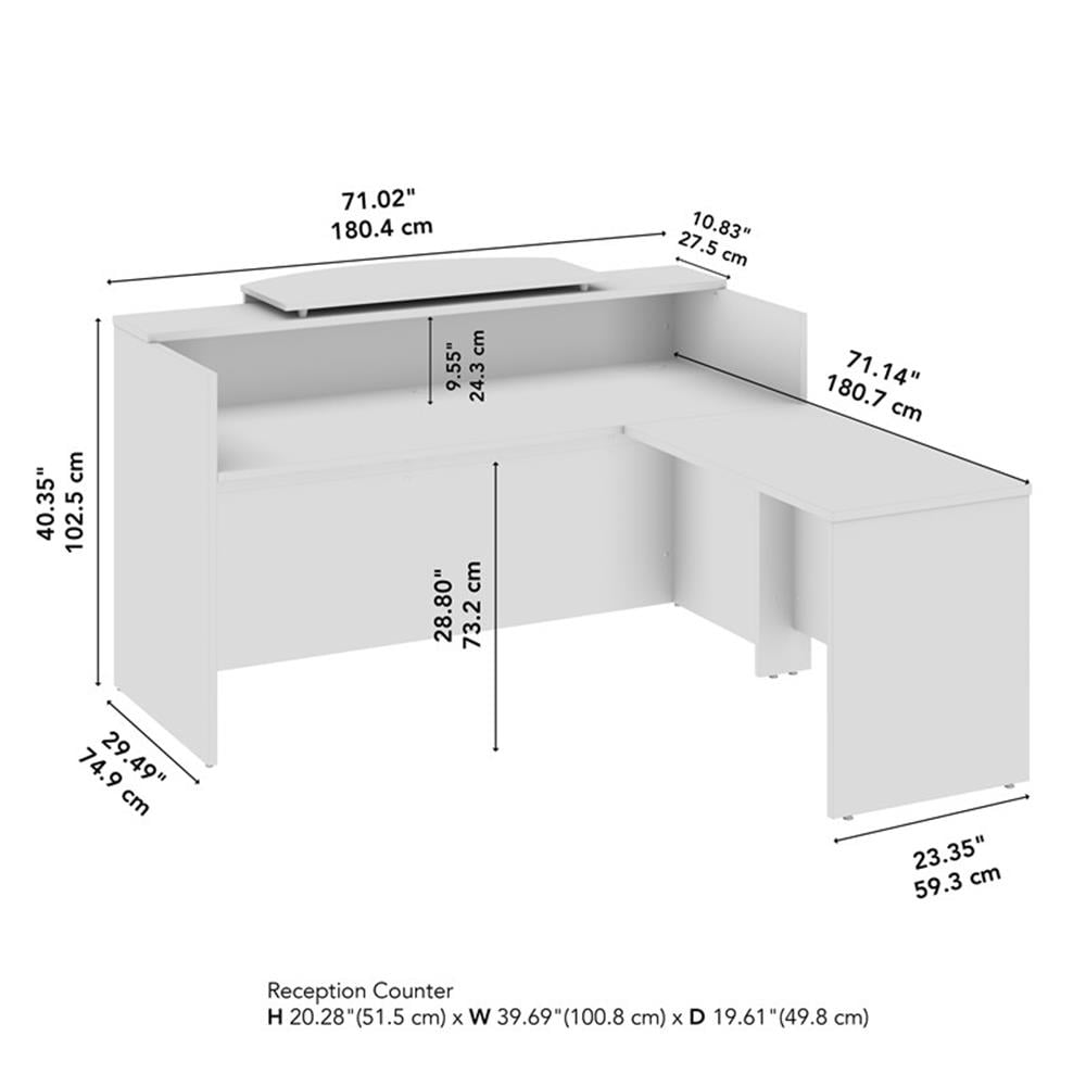 Arrive 72W x 72D L Shaped Reception Desk in Natural Elm - Engineered Wood