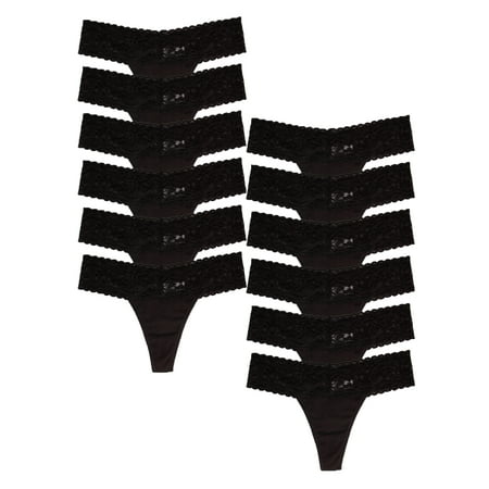

Jo & Bette Womens Thongs Cotton Lace Trim Underwear Panties 12 Pack