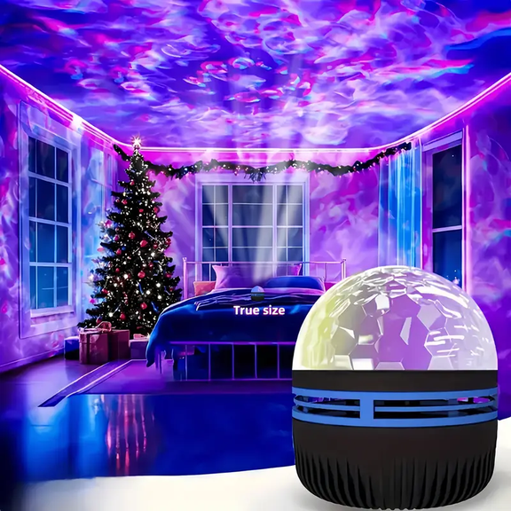 Water Ripple Projection Lamp, Ocean Wave Projector Night Light,Suitable for Home Theaters,Ceilings and Room Decoration Features 7 Color Modes and A Remote Control,USB Powered,Black