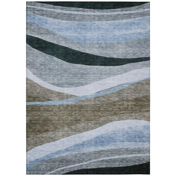 HomeRoots 603674 8 x 10 ft. Brown, Blue & Gray Abstract Washable Indoor & Outdoor Rectangle Area Rug