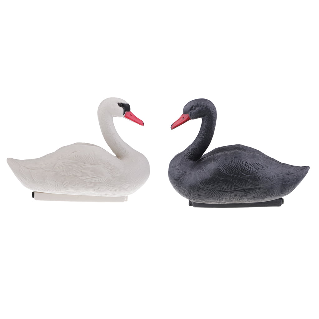 Pest Scarer 2 Piecss Floating Swan Decoy for Hunting Fishing Garden Decors 