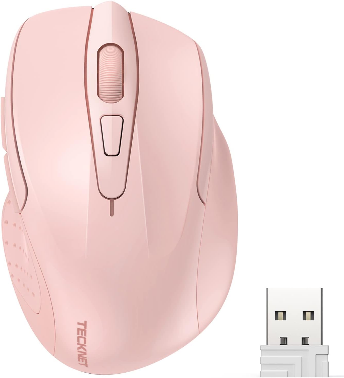 Wireless Mouse, 2.4G Ergonomic Optical Mouse, Computer Mouse for Laptop, PC, Computer, Chromebook, Notebook, 6 Buttons, 24 Months Battery Life, 2600 DPI, 5 Adjustment Levels - Pink