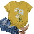 thumbnail image 5 of GEWSEY Women's Short Sleeve Crew Neck Sunflower Graphic Printed Summer Tee Vintage T Shirt Cotton Tops Novelty Cool Shirt (Yellow, 3XL), 5 of 6