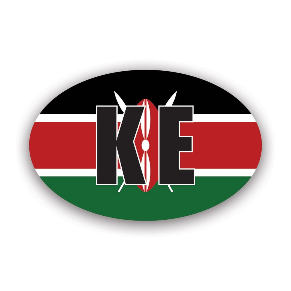 Kenya Oval Sticker Decal Self Adhesive Vinyl Weatherproof Made in USA kenyan flag