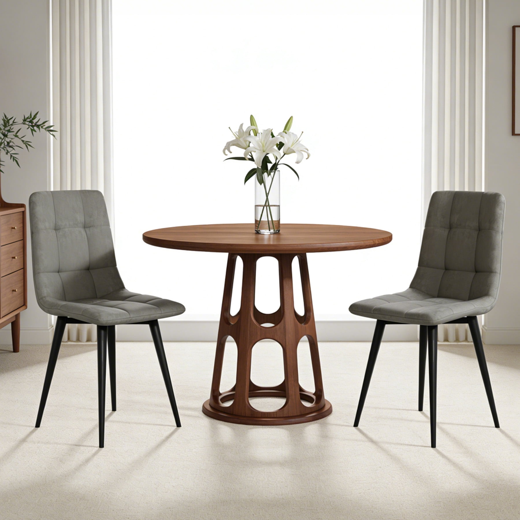 SHGJ&SOFT 360° Swivel Velvet Upholstered Dining Chairs Set of 4, Mid Century Modern Accent Chairs with L-Shaped Backrest, Adjustable Metal Legs for Kitchen Living Room(Gray1, 4pc)