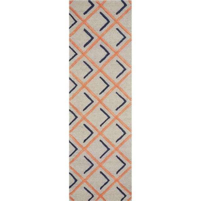HomeRoots 353998 2 ft. 3 in. x 7 ft. 6 in. Runner Wool Tangerine & Indigo Area Rug