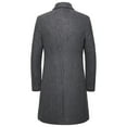 thumbnail image 5 of Leesechin Big & Tall Men's Solid Color Medium Long Casual Woolen Coat Stand Collar Single Breasted Pocket Brushed Trench Coat, 5 of 7