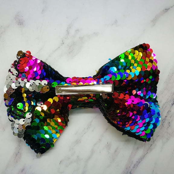 SEWCHICS 2pcs Non-Damaging to Hair Bow Tie Clip Hair Accessories Multicolored Women Girls