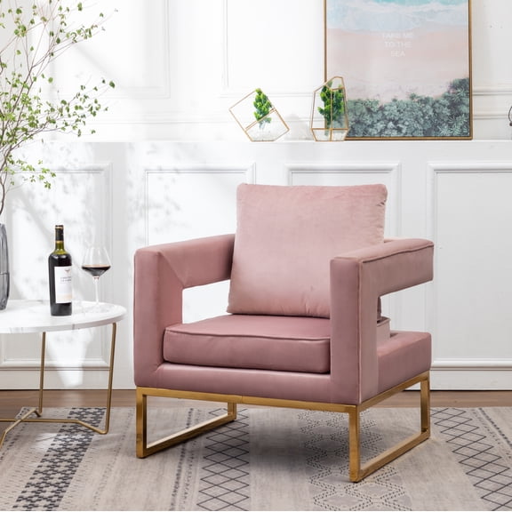Miekor Furniture Lenola Contemporary Upholstered Accent Arm Chair, Pink 4512