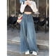 thumbnail image 3 of Pantalones vaqueros de estilo Retro para mujer, Jeans sueltos azules de calle alta, pantalones de fregona rectos de cintura alta, pierna ancha, 3 of 5