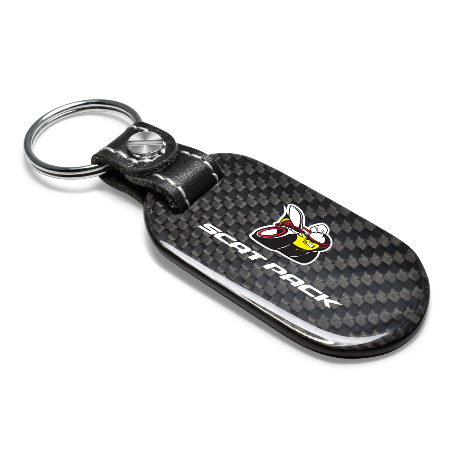 Ford F-150 Gunmetal Gray Metal Plate Carbon Fiber Texture Black Leather Key Chain iPick Image for