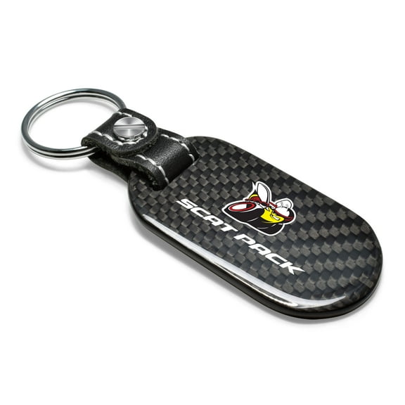 Dodge Scat-Pack Challenger 100% Real Carbon Fiber 3 mm Thick Tag Style Key Chain