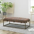 thumbnail image 4 of 49" Brown and Gold Hand Crafted Rectangular Ottoman Bench, 4 of 6