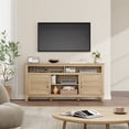 thumbnail image 1 of Table de Conférence et Meuble Télé Style Ferme de 63 Pouces, Bureau de Rangement Multifonction avec Tablettes Ajustables et Portes d'Armoire, Bois MDF Brun Moderne pour Bureau, Salon Ou Salle de Conférence, 1 of 10
