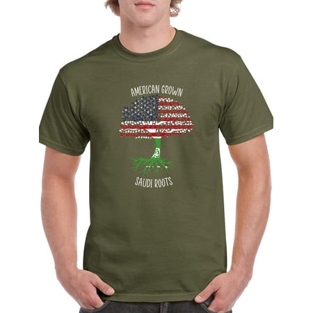 American Grown Saudi Roots T-Shirt Men -Smartprints Designs Male 4X-Large