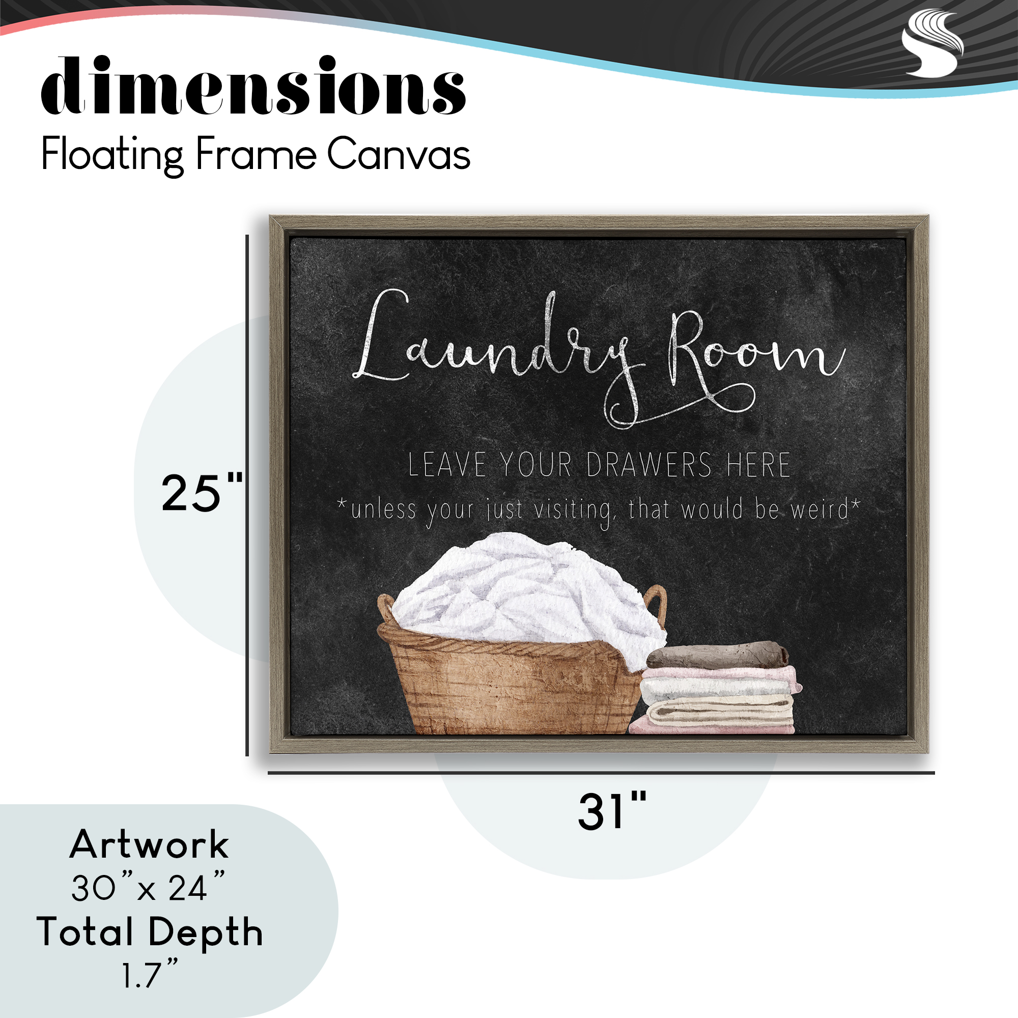 Leave Your Drawers Laundry Brown Framed Floater Canvas Wall Art, design by Kim Allen