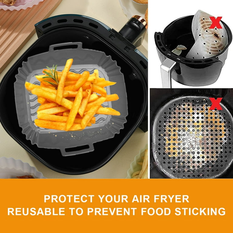 Jtween 2-Pack Air Fryer Silicone Pots,8.86inch Reusable Air Fryer Silicone Basket Heat Resistant Easy Cleaning,Air Fryer Silicone Liners,Food Grade