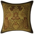 thumbnail image 2 of Stylo Culture Indian Christmas Decorative Brocade Coffee Brown And Gold Sofa Throw Pillow Covers 12x12 Jacquard Weave Banarasi Throw Cushion Covers Peacock Floral 30x30 cm Cushion Covers (Set Of 5), 2 of 4