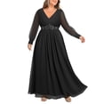 thumbnail image 2 of Vestido Pinup Fashion para mujer, talla grande, formal, de gasa negra, 2 of 6