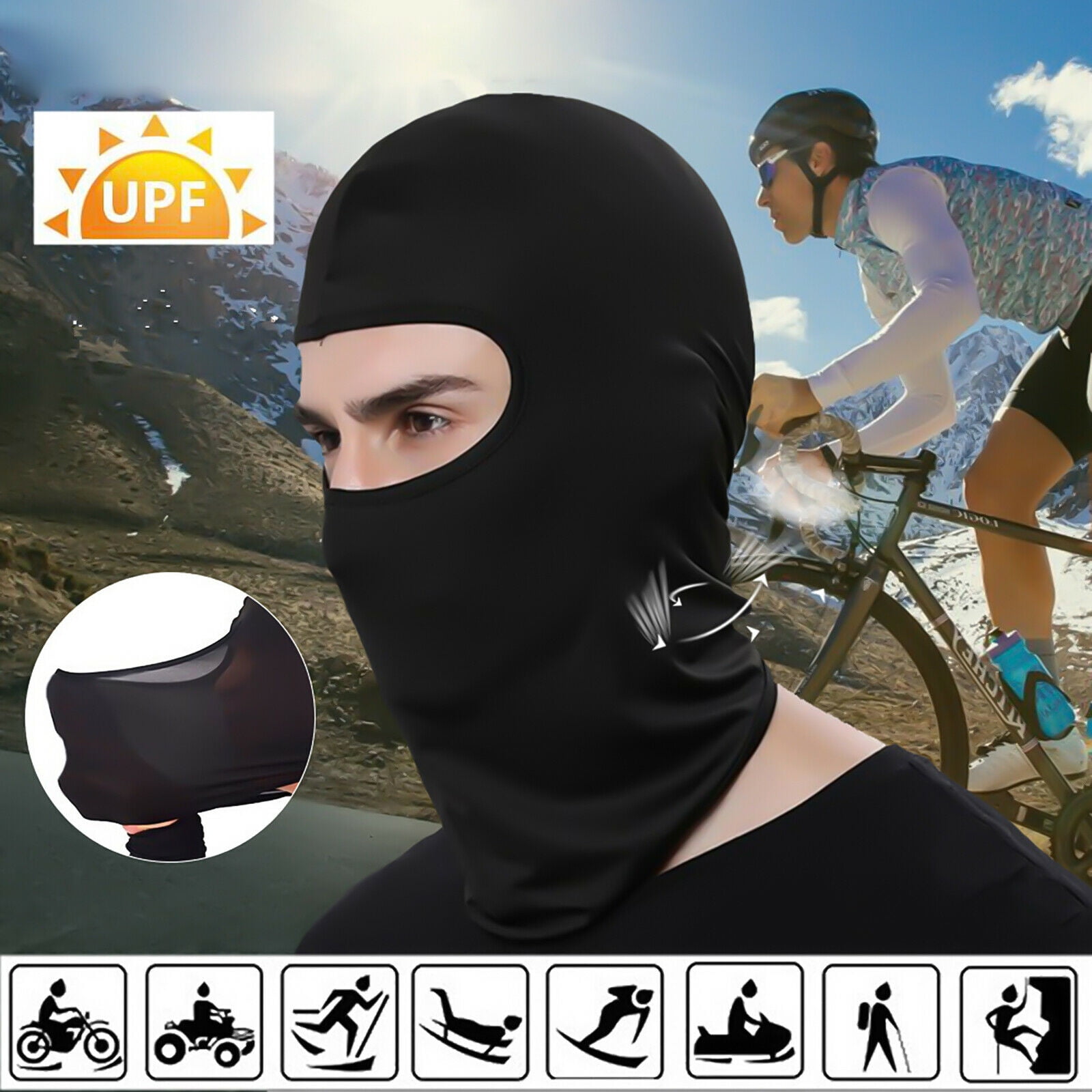 Balaclava Face Mask Ski Sport Protection Mask Motorcycle Helmets Liner Multiple Wearing Black 