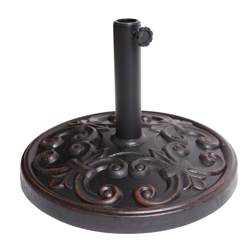 27.20 lbs Round Resin Umbrella Base, Bronze Heavy-Duty Patio Umbrella Stand for Outdoor Use