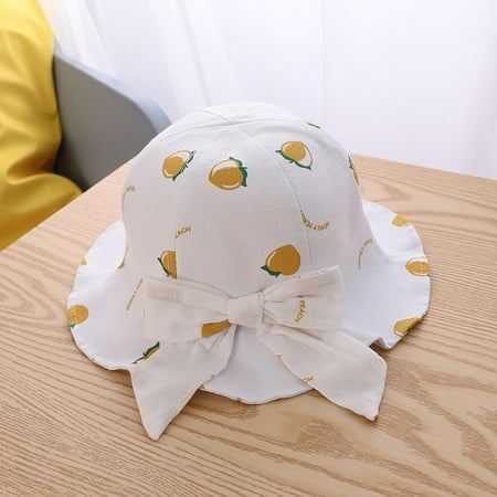 

〖TOTO〗Kids Hats Caps Kids Summer Bow Fruit Sun Princess Protection Bucket Hat Sunscreen Cap