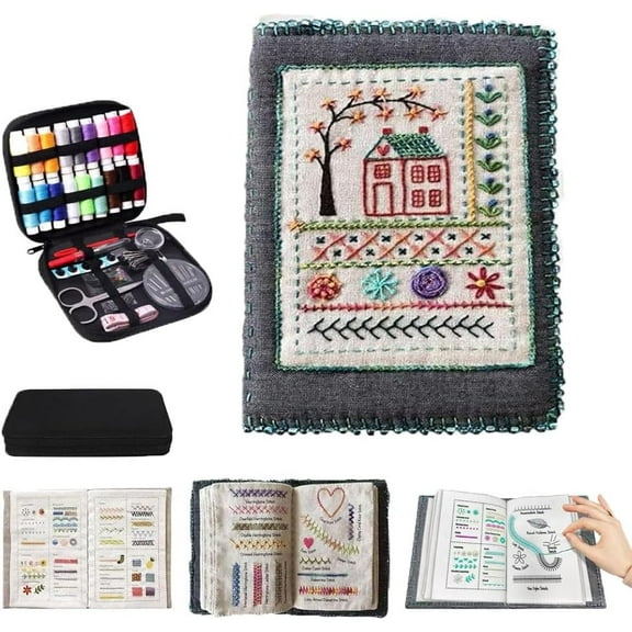 BrixVibe Embroidery Kit Book for Beginners All-In-One Stitch & Sewing Portable Scenario Diy Ornament