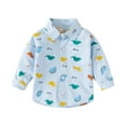 thumbnail image 1 of Gibobby Playeras Deportivas Camisa de franela para niños pequeños, chaqueta de dibujos animados de manga larga con solapa y botones, chaqueta con bolsillos para bebés, niños y(Azul, 2-3 Años), 1 of 5