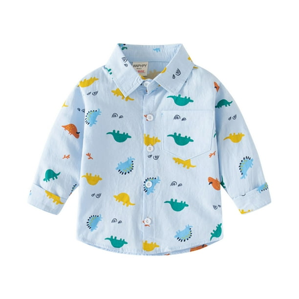 Gibobby Playeras Deportivas Camisa de franela para ninos pequenos chaqueta de dibujos animados de manga larga con solapa y botones chaqueta con bolsillos para bebes ninos y Azul 5 6 Anos Walmart en