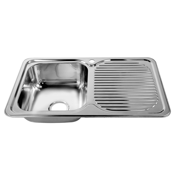 Naiture Drop-In Kitchen Sink, Rectangular Single Bowl Top Mount Sink, 21-Gauge 304 Stainless Steel, 32"L with Right Drainboard and Single Faucet Hole