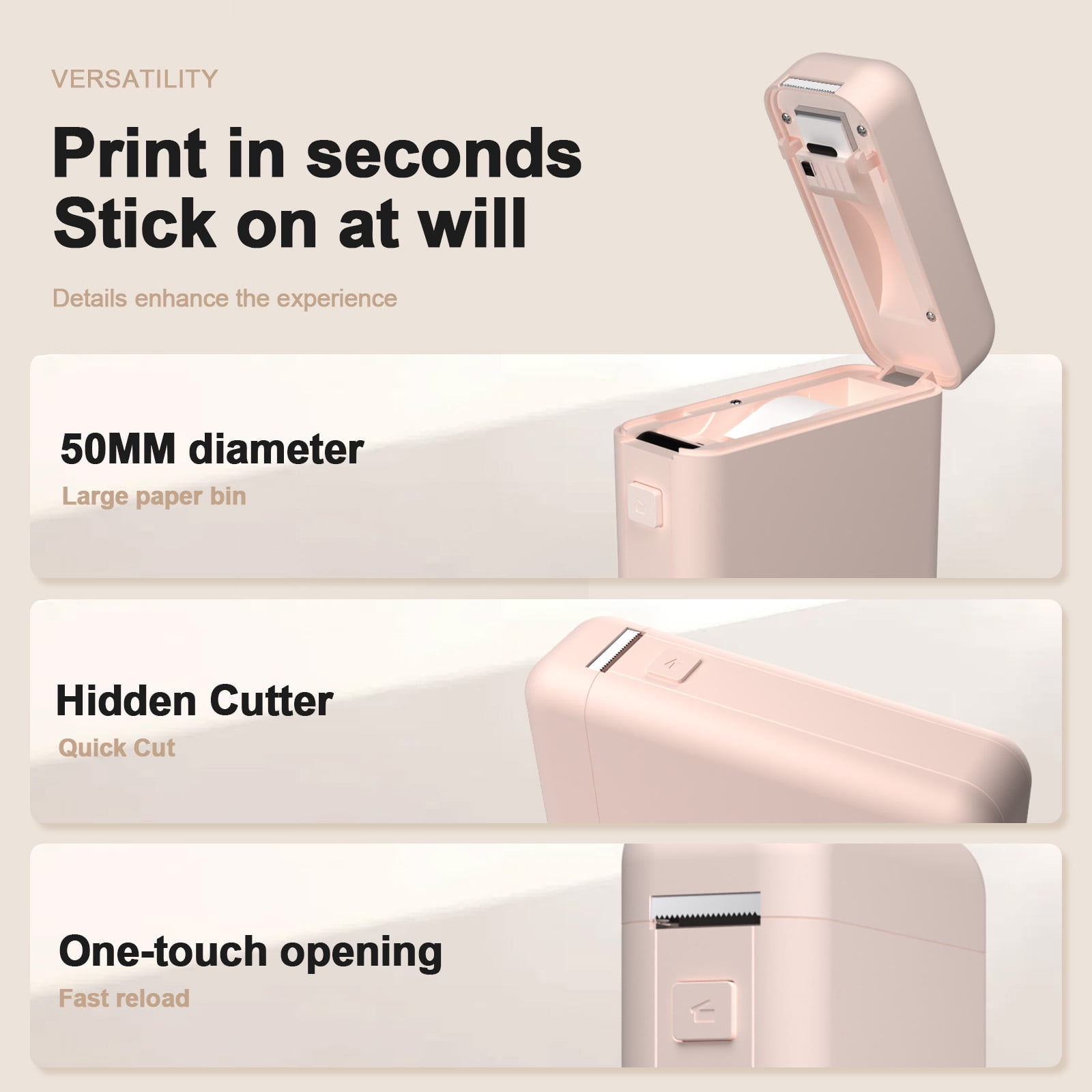 Label Maker Machine with Tape HP2S, Portable Bluetooth Label Printer, Small Sticker Printing Machine Compatible with iOS + Android,Easy to Use Inkless Rechargeable heat for Home Office