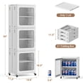 thumbnail image 2 of BROVIEW Tall Narrow Storage Cabinet Organizer 4-Tier 14.6" W, Slim Bathroom Cabinets with Doors and Adjustable Shelves, Plastic Kitchen Pantry Organizers and Storage for Small Space, Laundry, White, 2 of 6