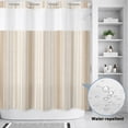 thumbnail image 2 of No Hook Shower Curtain, Beige Striped Shower Curtains for Bathroom with See Through Top Window, Modern Minimalist Stripes Farmhouse Waterproof & Washable Bath Curtain Standard 72"x72", 2 of 5