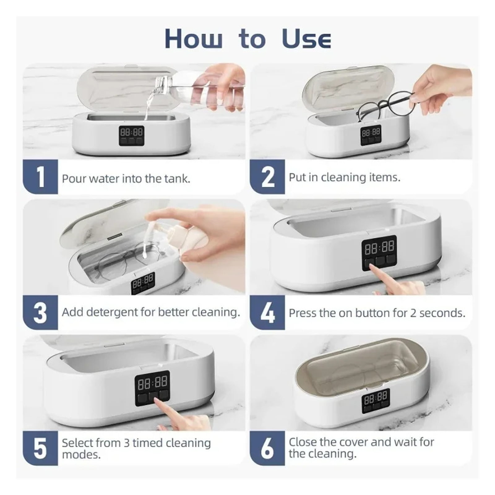 Jewelry Cleaner,700ML Professional Ultrasonic Cleaner with 3 Modes Digital Timer,Portable