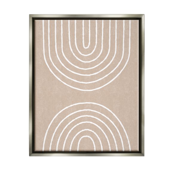 Stupell Asymmetrical Mirrored Beige Arches Abstract Painting Gray Floater Framed Art Print Wall Art